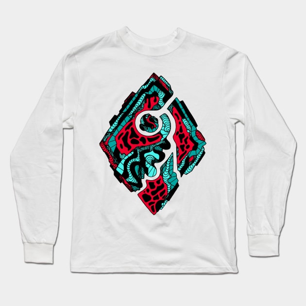 Turqred Abstract Rhombus Long Sleeve T-Shirt by kenallouis